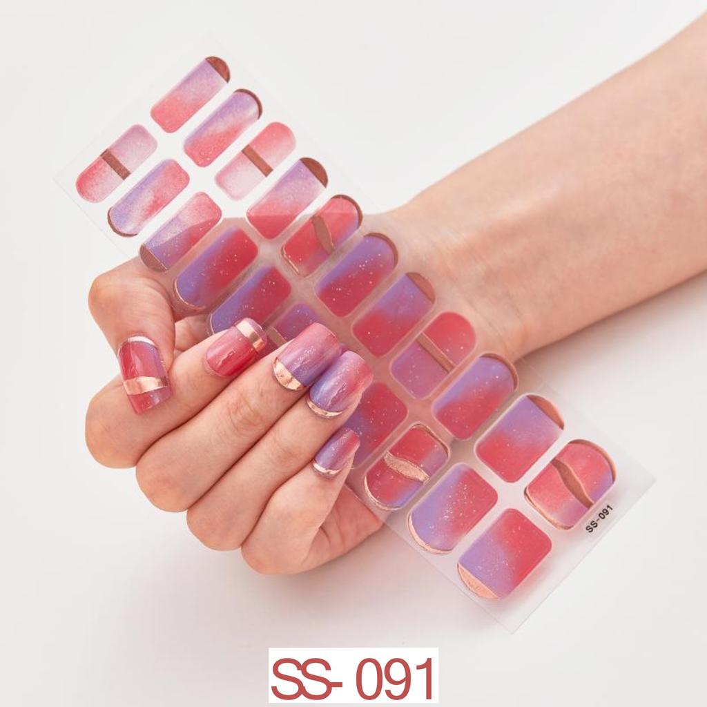 22pcs Sheet Laser Bronzing Full Cover Nail Stickers Long Lasting Tearable Cute Nail Art Wraps Design