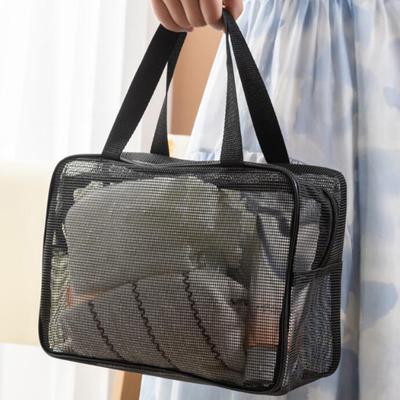 Cosmetic Storage Bag Hollow Out Visible Large Capacity Great Load Bearing Mesh Shower Bag Portable Toiletry Organizer Quick-Dry Gym Camping