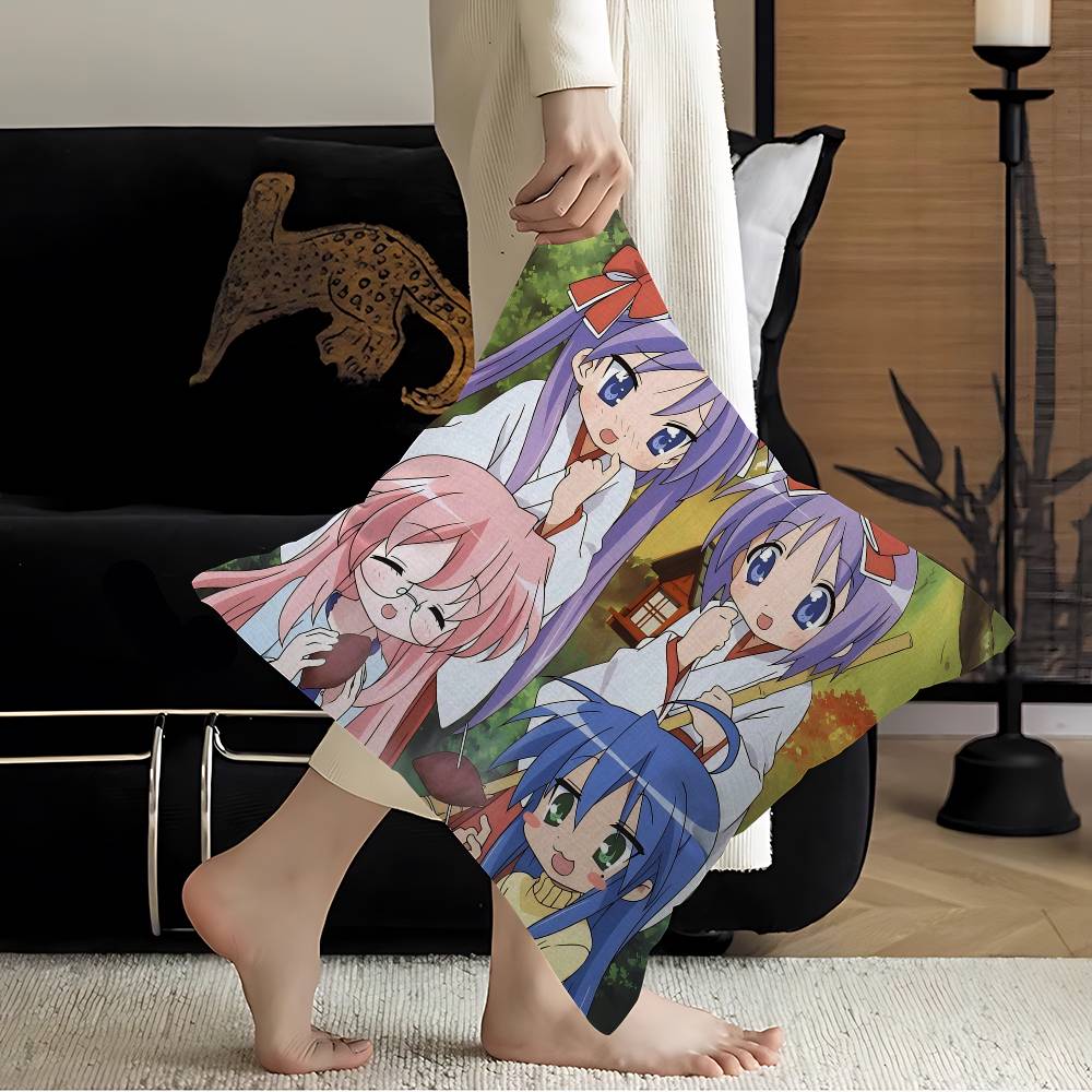 Cartoon L-Lucky S-Star ANIME Cushion Cover Inches Farmhouse Decor Home Throw Pillow Covers For Couch Decorations