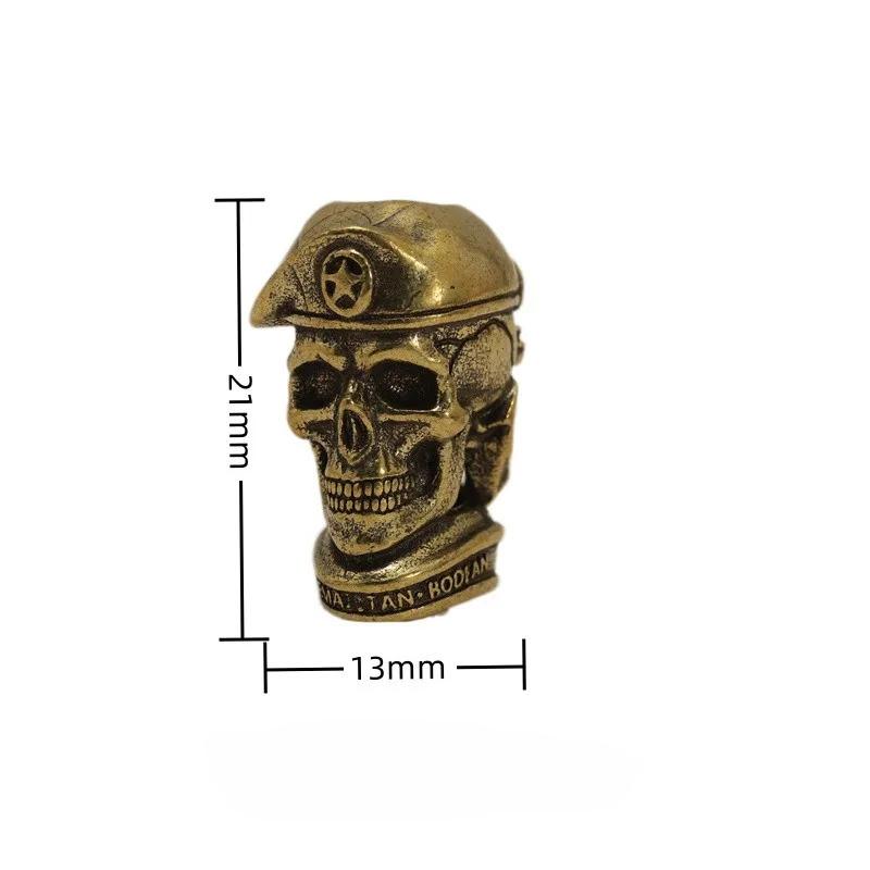 Assorted  Styles Casting Brass Made Pirate Skull Paracord 550 5.5mm Hole Beads EDC Knife Keychain Accessory Decor