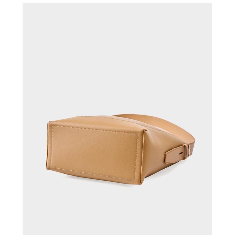 Genuine Leather Women's Messenger Bag Second Layer Cowhide Shopper Shoulder Bag Commuter Bucket Handbag Simple High-quality Female Tote Bag