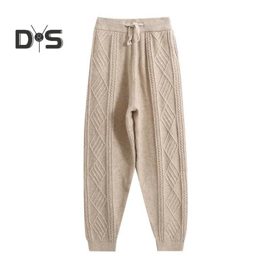 

Женские шаровары, эластичные, с высокой талией, регулируемые, с завязками, трикотажные брюки, однотонные, свободный крой, ромбовидная текстура, длинные брюки абрикосовый