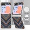 Geometric Cloth Texture Case For Samsung Galaxy Z FlIP 7 FE 6 5 Plating PC+PU Leather Hybrid Folding Cover For Samsung Z Flip7 Flip6 Flip5