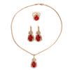 Fashion Women Water Drops Coloured Water Drill Necklace Earrings Ring Set Shining Bride Jewelry