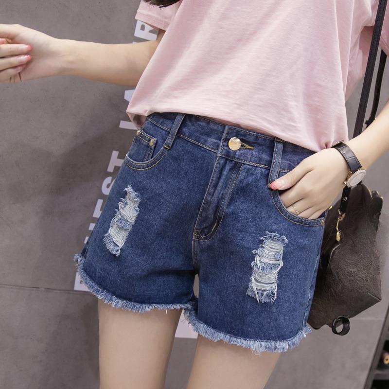 Vintage Blue Wide leg Denim Shorts for Women Summer Casual Sexy High Waist Ripped Jeans Shorts Female Solid Loose Plus Size Lady Shorts 24206
