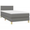 3140498 vidaXL Lit à sommier tapissier et matelas Gris foncé 90x190 cm Tissu
