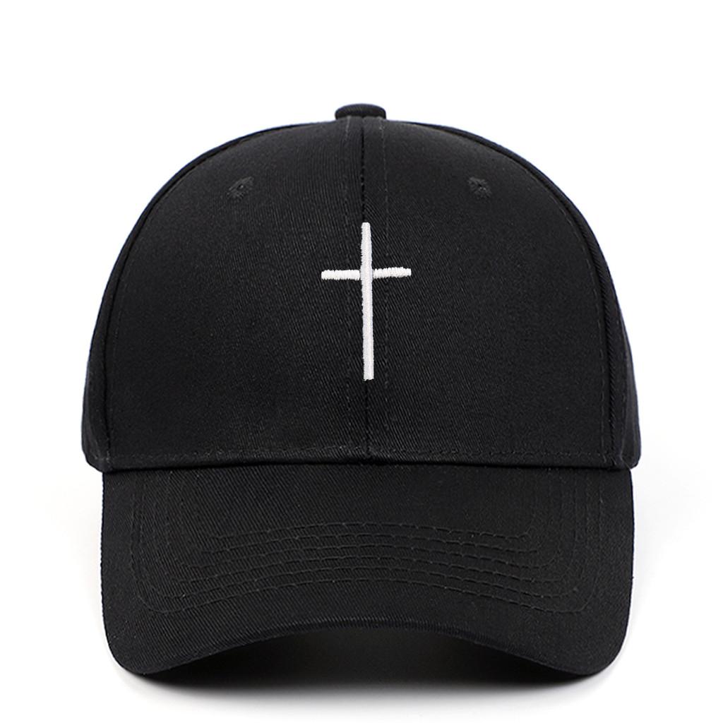 Cross Embroidery Hat With Adjustable Cotton Cap For Summer Outdoor Casual Wear