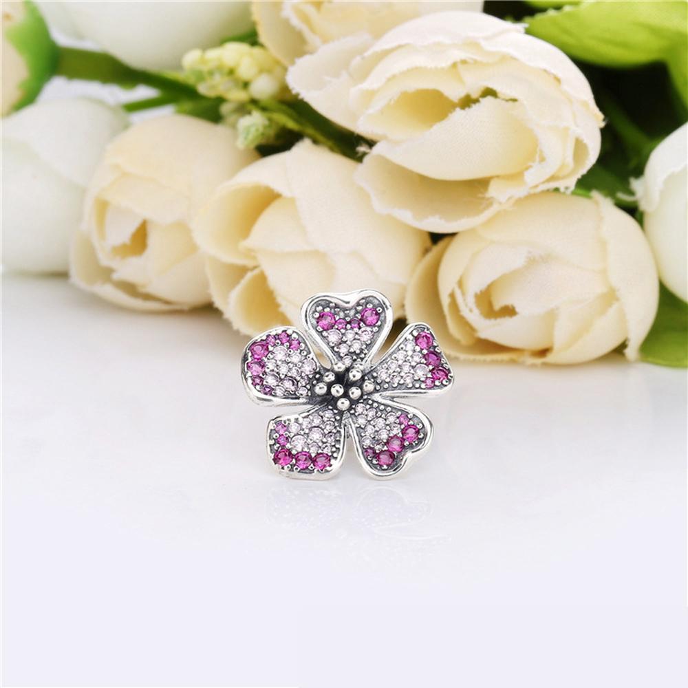 Copper Colorful Flowers Four-Leaf Clover Butterfly Charm Beads Suitable Fit Original Bracelet Exquisite Diy Jewelry