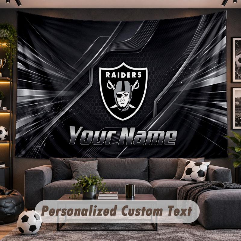 Wall Hanging Tapestry Custom NameLas Vegas Raiders Pattern Personalized Printed Fabric Wall Decor