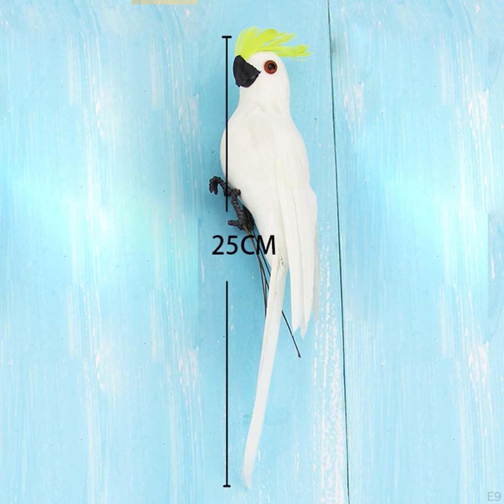 2x Realistický Ara Papoušek Umělý Zvířecí Ozdoba Hračka Bílá
