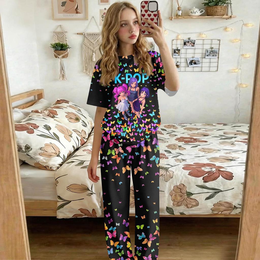 Infant Baby Girls Boys Loose Print T-shirt+Pants Print Outfits Set