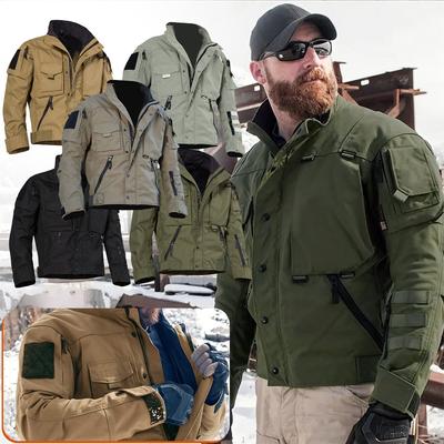 Lässige wasserdichte Herren-Wanderjacken, taktische Jacke, Herren-Outdoor-Camping-Mantel mit Kapuze und mehreren Taschen