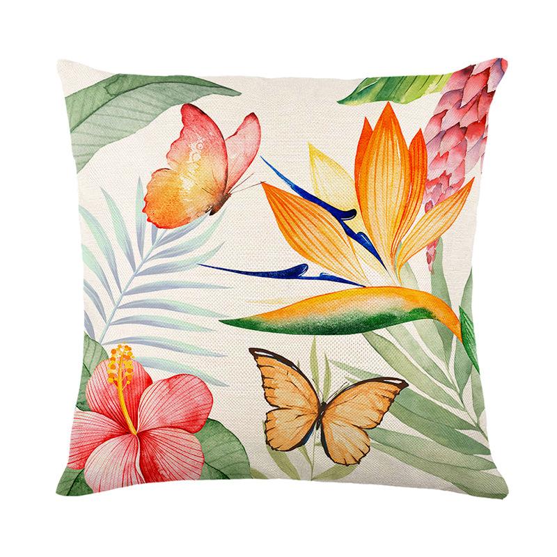 Flower and Bird Series Pillow Cover Spring Plant Flower Print Sofa Cushion Cover Living Room Bedroom Cushion