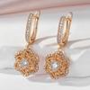 Kinel White Zircon Dangle Earrings For Women Rose Gold Color Jewelry Gift Long Earrings