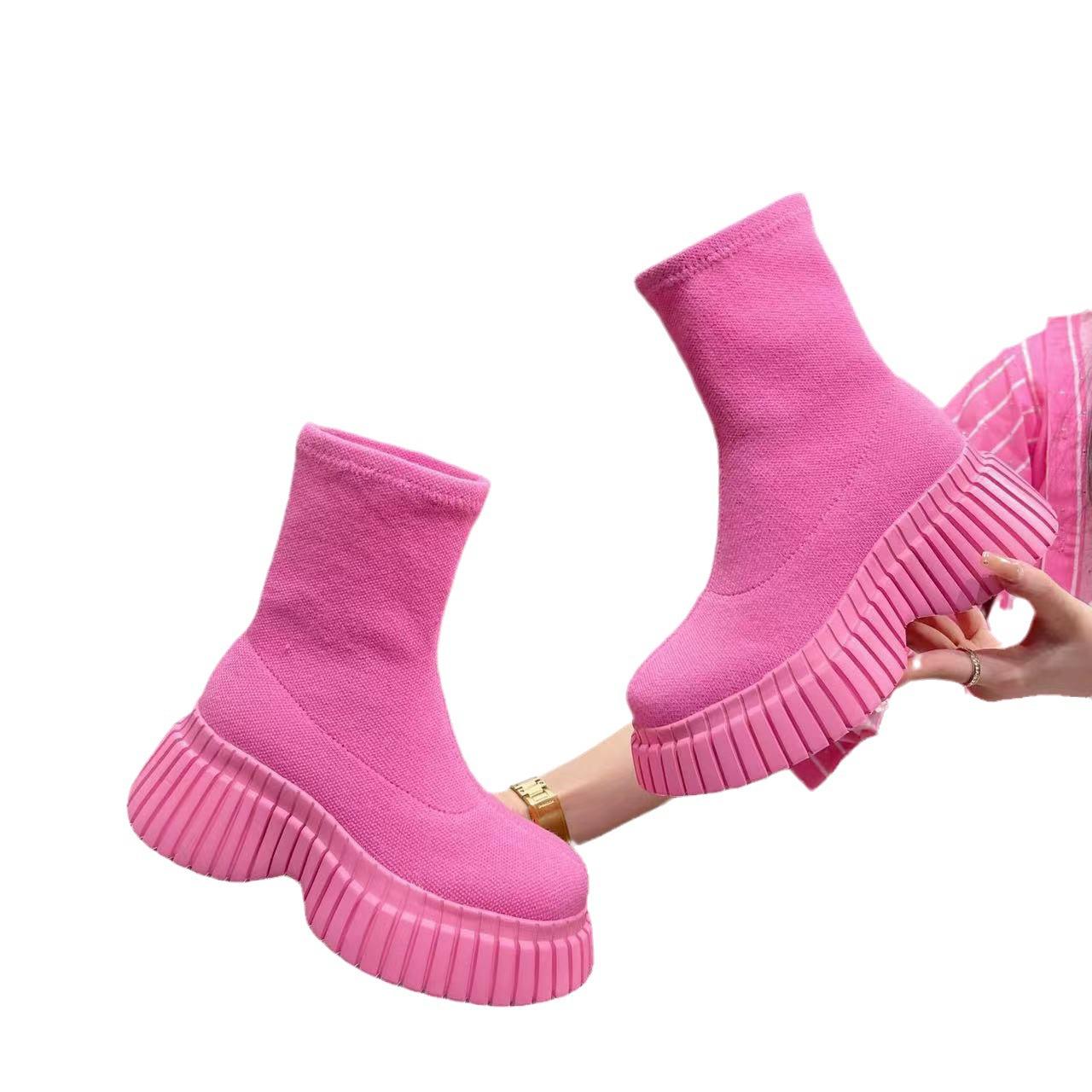 Мода 2024 Осень Зима Новые Носки Обувь Женская На толстой подошве Повседневные Сетчатые — фото 5