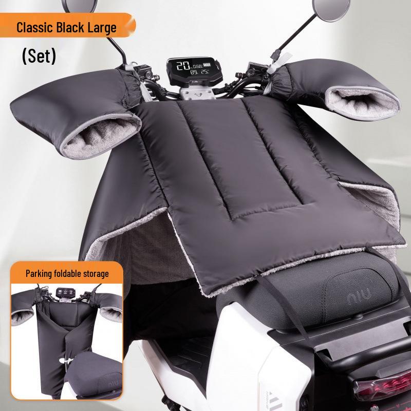 Electric Vehicle Windshield Winter Velvet Windproof Cover & Battery Motorcycle Knee Pads for Cold Protection