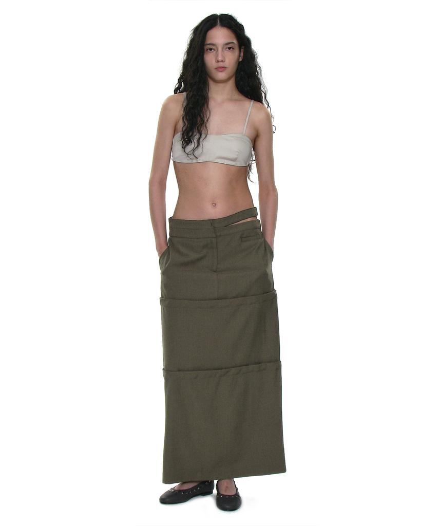 Partimento Woman Multiway Double Waist Transform Skirt_Khaki