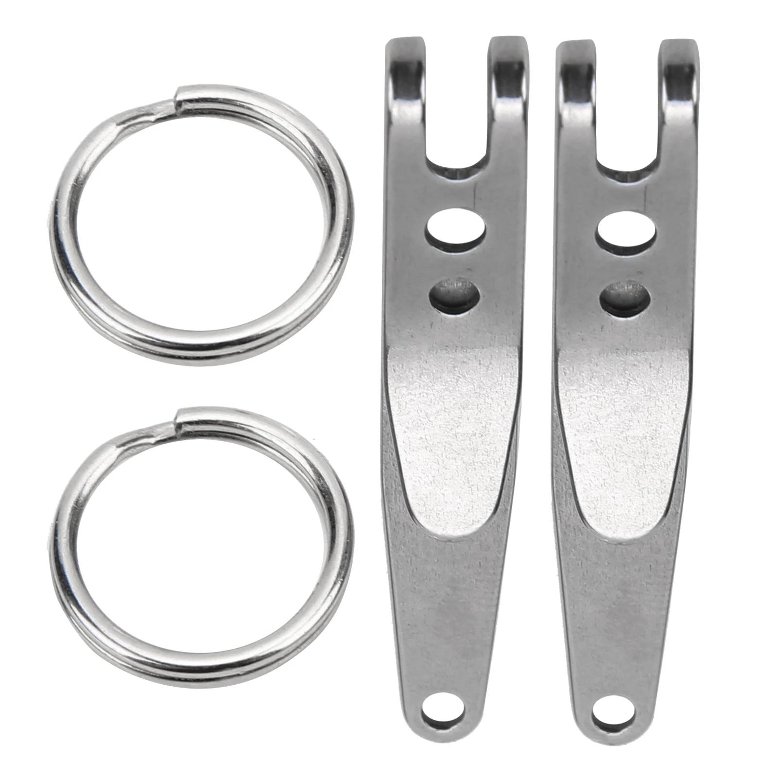 2Pc Outdoor Belt Clip Stainless Steel Suspension Pocket Clip Key Holder with Keychain Mini Suspension Clips Keychain Pocket Clip