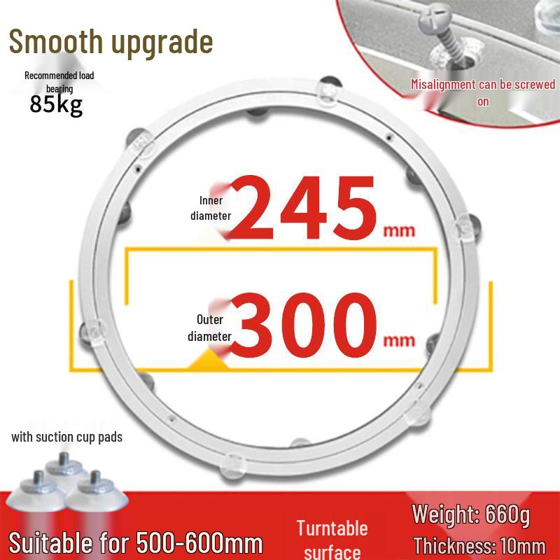 Round Marble Wooden Dining Table with Silent Aluminum Lazy Susan and Rotating Base