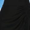 Schwarzer High Waist Raffung Kordelzug Badehosenrock Rüschensaum Asymmetrisch Strand Überwurf Rock
