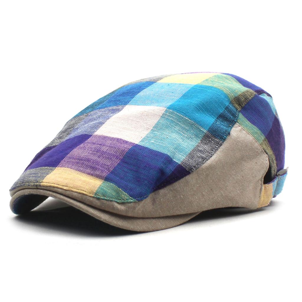 Thin Beret Men's and Women's Vintage Plaid Cap Adjustable Sun Hat Travel Mountaineering Hat Forward Hat
