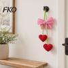 Taxi Car Charm Crochet Heart Hanging Decor, Knitted Bowknot Love for Rearview Rear View Mirror Accessory Mirror, Cute Bag Purse, Valentine's Day Gift
