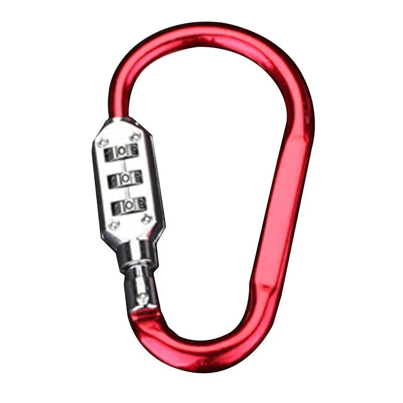 Bicycle Anti Theft Carabiner Lock - Password Aluminum Alloy 3 Dial Padlock For Hiking Bag Luggage Security Tool