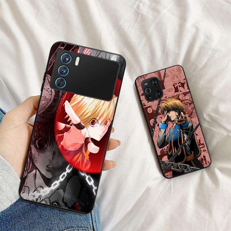 Telefonkasten für OPPO A53 A52 A95 K9 A74 A94 A93 A55 Reno 6 4 3 Pro 5G A9 Ace F11 Find X2 Hunter X Hunter Hisoka Anime Schwarze Abdeckung