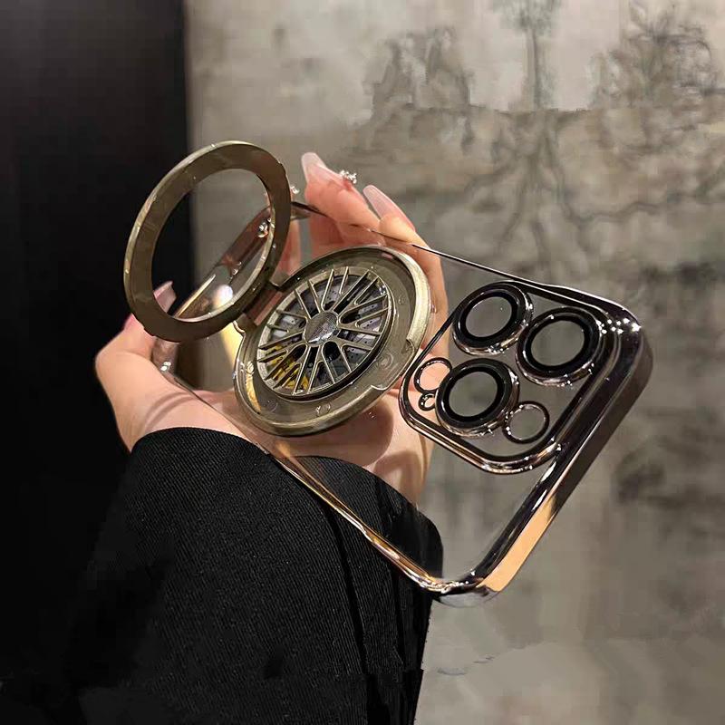 Applicable To IPhone16 Mobile Phone Case Gyro Magnetic Suction Bracket 1514 Apple 17promax Silicone Case Electroplating New Model