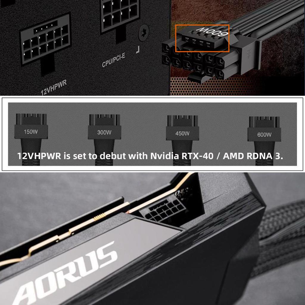 PW-043-BK 12VHPWR ATX3.0 PCI-E 5.0 Power Modular Extension Cable for 3080 3090TI PSU 16Pin 12+4P Graphics Card