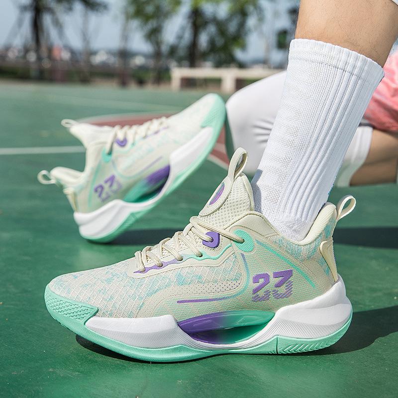 Mandarin Duck Color Scheme Youth Low-top Actual Basketball Shoes Men and Women Versatile Shock Absorption Non-slip Couple Casual Sports Shoes Tide