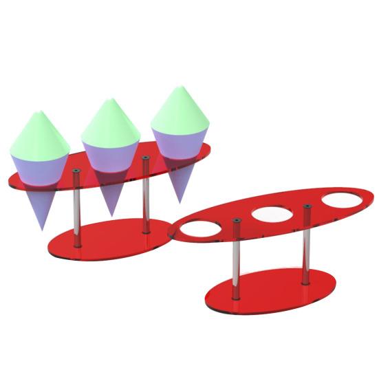Ice Cream Cone Holder 3 Cone Holes Transparent Cream with Display Stand Waffle