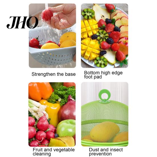 Cesto Scolapasta Multiuso Grande Capacità Rete Frutta con Coperchio Ciotola Anti-Mosche Facile da Pulire Lavastoviglie Sicura Coperchio Ventilato Supporto Espositore