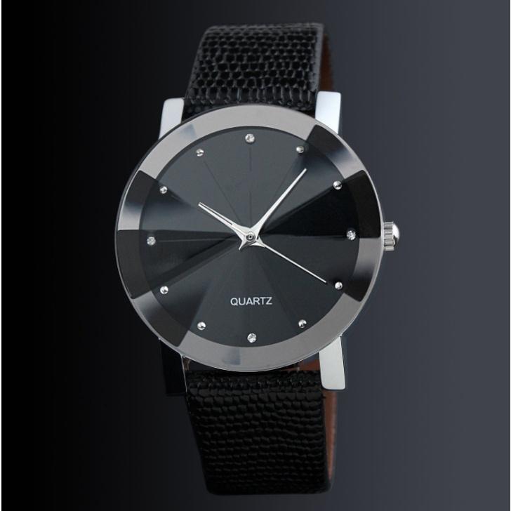 Stylish Pattern Pu Leather Strap Fashion Watch For Couples Men Women Students