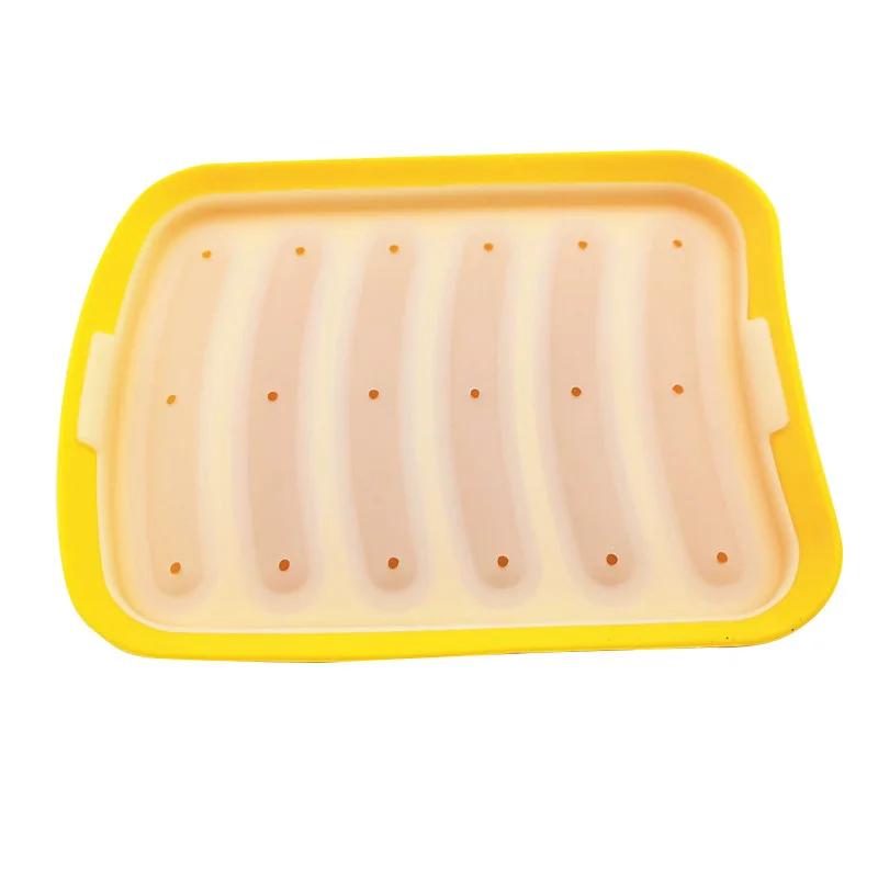 Sausage Maker Mould 6 Grids Silicone DIY Ham Hot Dog Making Moulds With Lid Kitchen Household Sausages Cake Baking Tools Molds