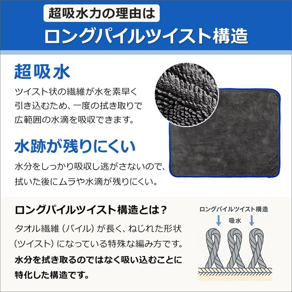 [PRO car wash] Super Absorbent Car Wash Towels, Microfiber Cloths, Easy to Use, Not Oversized, Car Wash Cloths, Thick, Absorbent, Pack of 2