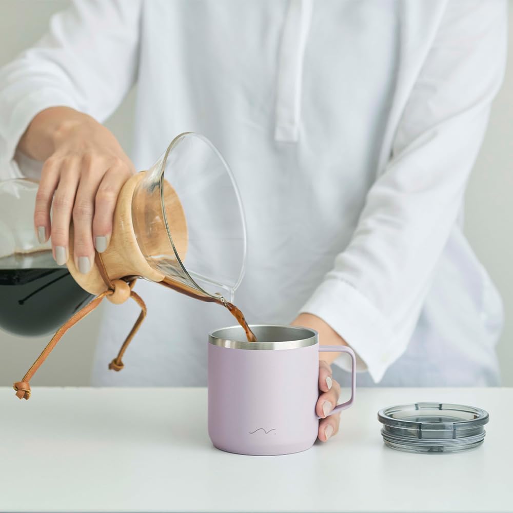 Doshisha's "Nigoro" Mug, 300ml, Vacuum Insulated, Keeps Hot or Cold, with Lid, Stainless Steel, Mint, COMFY