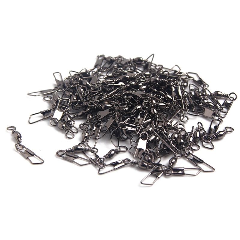 100 Pcs Stainless Steel Fishing Barrels Swivels Fishing Barrels Line Connector Accessory for Saltwater Freshwater