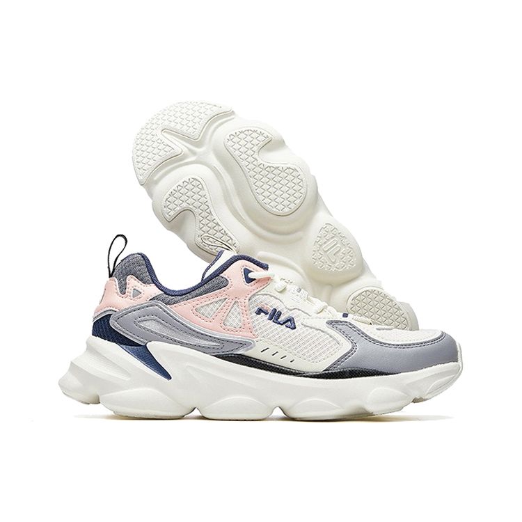 FILA Skipper Lightweight Fabric Low-Top Marathon Running Shoes Women sneaker Gray Pink White F12W021108FSA