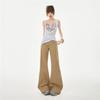 Spring Summer Coffee Soft Elastic Relax Slim Micro Flare Denim Pants For Ladies Casual Pants Oversize Denim Trousers