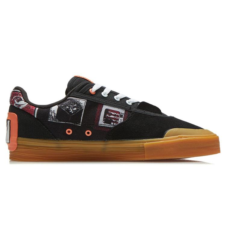 Disney x Li Ning 50/50 Keith Haring Slip Resistant Abrasion Resistant Low top Skateboard Shoes Men's Black AECR049-2