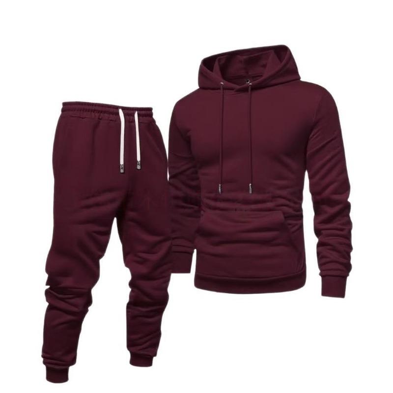 Men's White 2 Piece Tracksuit Hoodie Jogger Set Casual Sportswear