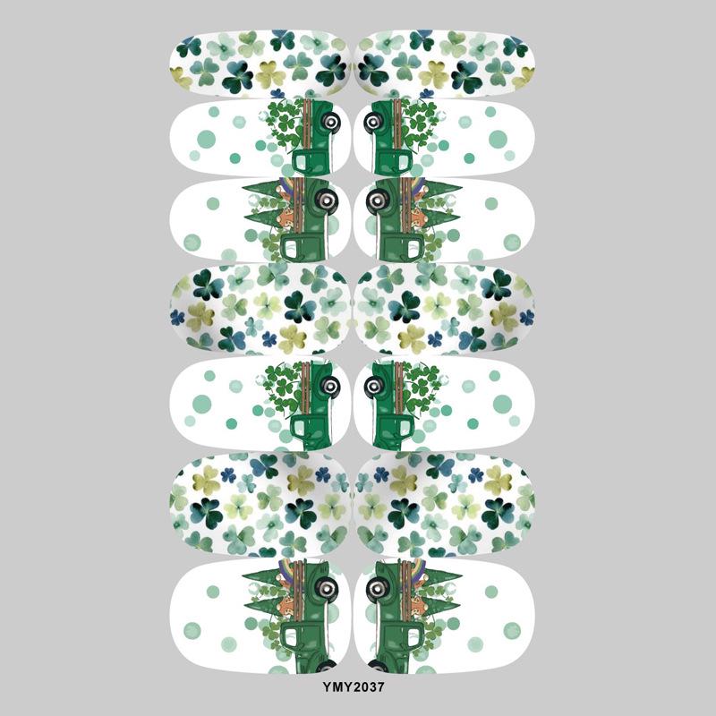 St. Patrick's Day Green Shamrock Unicorn Nail Stickers - Waterproof Full Cover