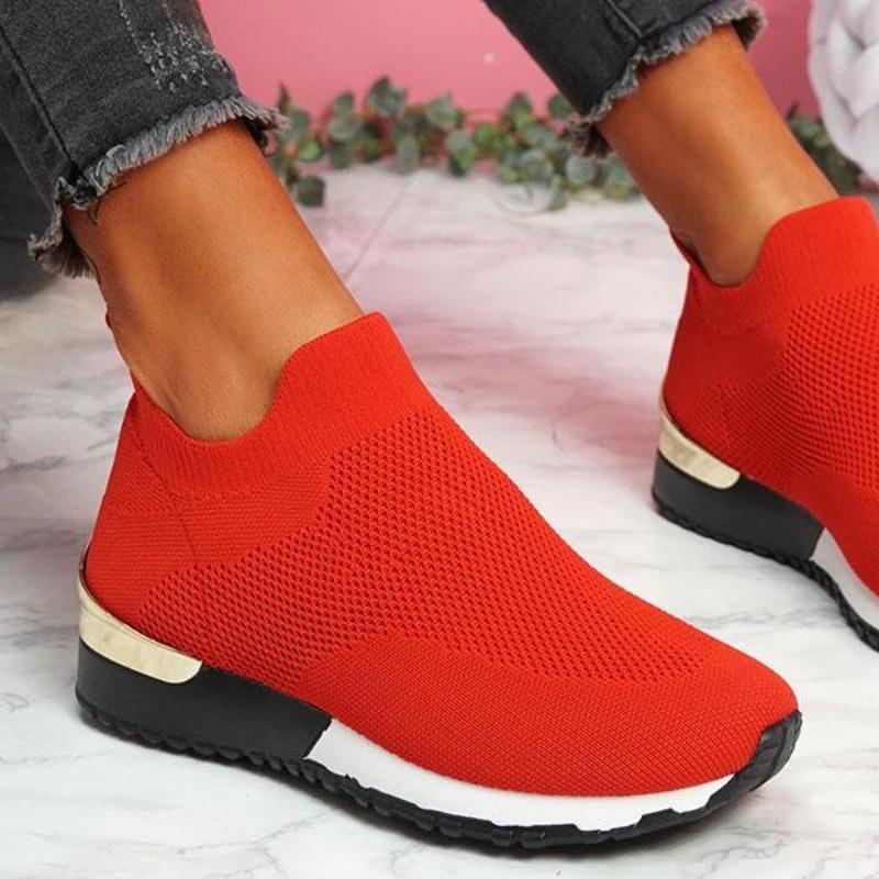 Mote Pluss Størrelse 35-43 Sko for Kvinner Høstmote Kvinner Mesh Sneakers Slip on Flats Sko Loafers Komfortable Sklisikre Sko