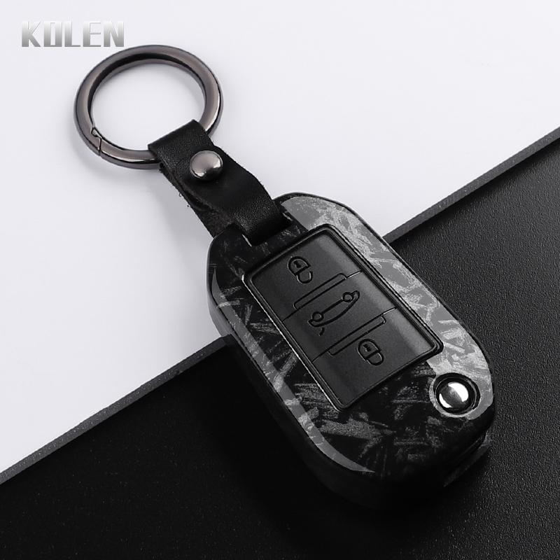 ABS Carbon Fiber Style Car Key Case Cover For Peugeot 208 308 T9 508 2008 3008 4008 For Citroen C4 For Opel Corsa Crossland X