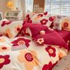 Pastoral Style Plant Cashmere Print Four-piece Bedding Set Dormitory Fresh Bed Sheet Three-piece Set