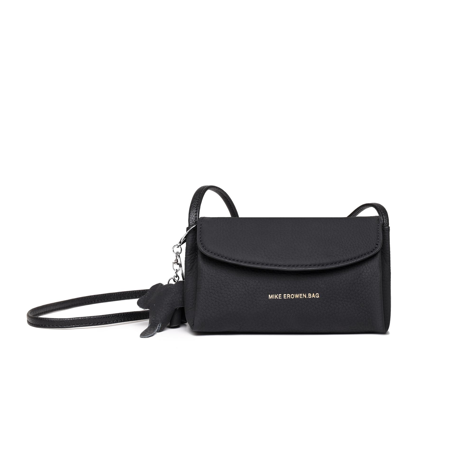 

Женские сумки из натуральной кожи простые и модные, сумка-мессенджер на одно плечо с узором личи, небольшая квадратная сумка из коровьей кожи первого слоя Tide чёрный