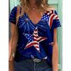 New American Independence Day Women's 3D Printed V-neck T-shirt