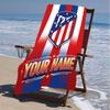 1pc Atletico Madrid Beach Towel with Custom Name, Beach/Swimming/Bath/Picnic/Camping Towel, Suitable for Seaside Beaches
