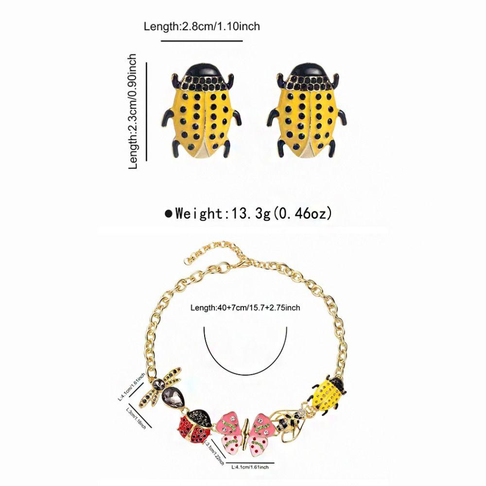 Colorful Insect Pendant Necklace Butterfly Insect Earrings Simple Chunky Chain Necklac Girls